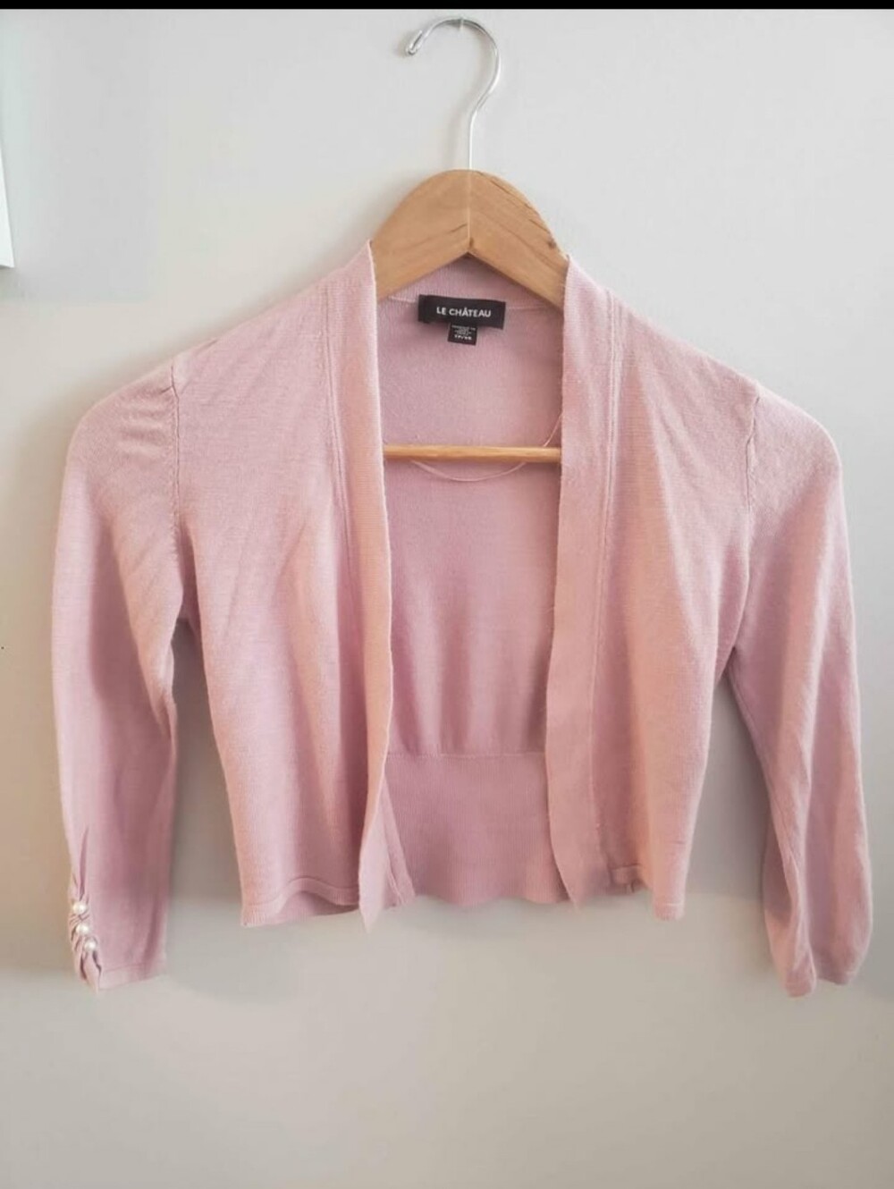 le chateau Blush Pink Cropped Open Cardigan